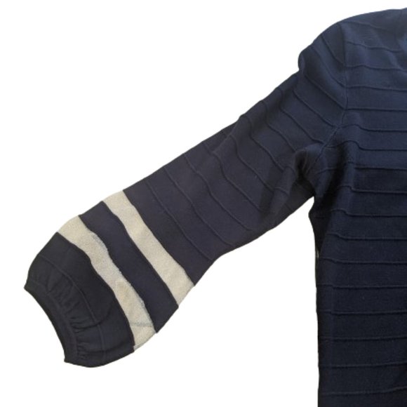 VINTAGE Black and White Sweater with Lanter Sleeve  LP (Large Petite) - Picture 4 of 4